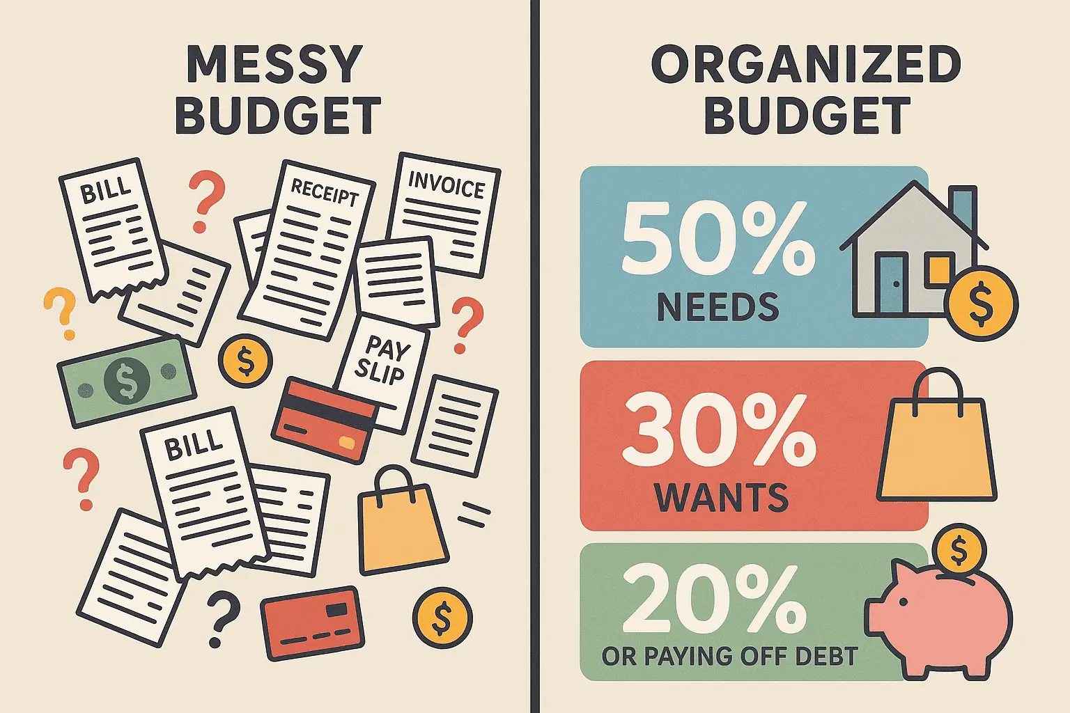 Unstructured Budget vs. 50/30/20 Rule