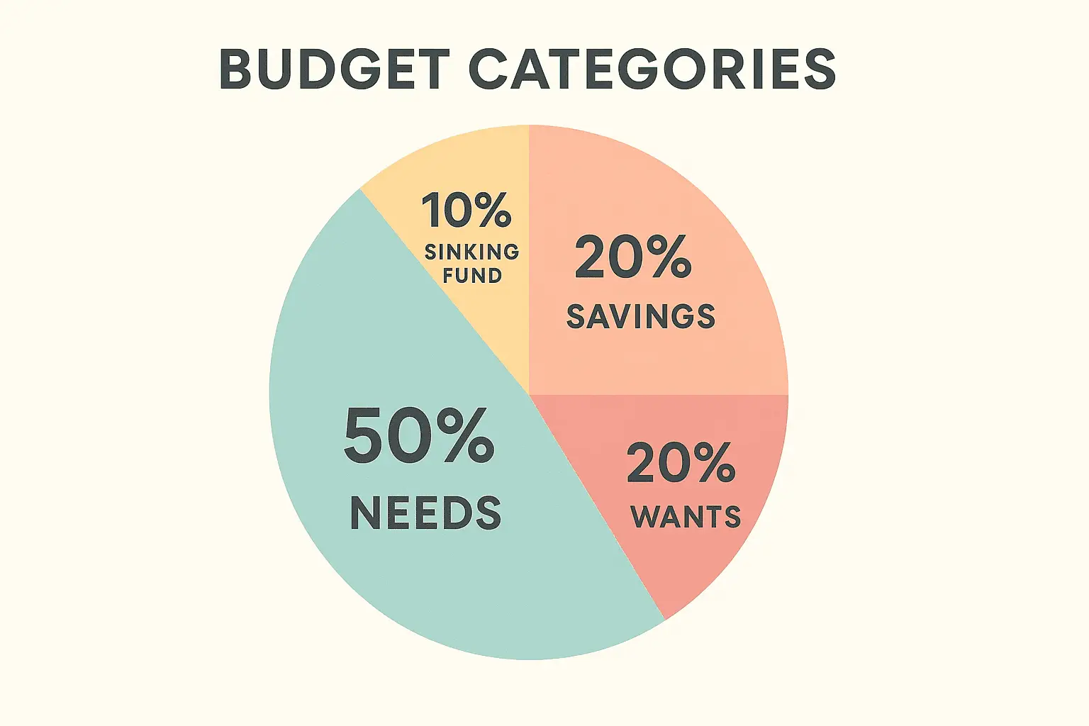 Budget pie chart including sinking fund