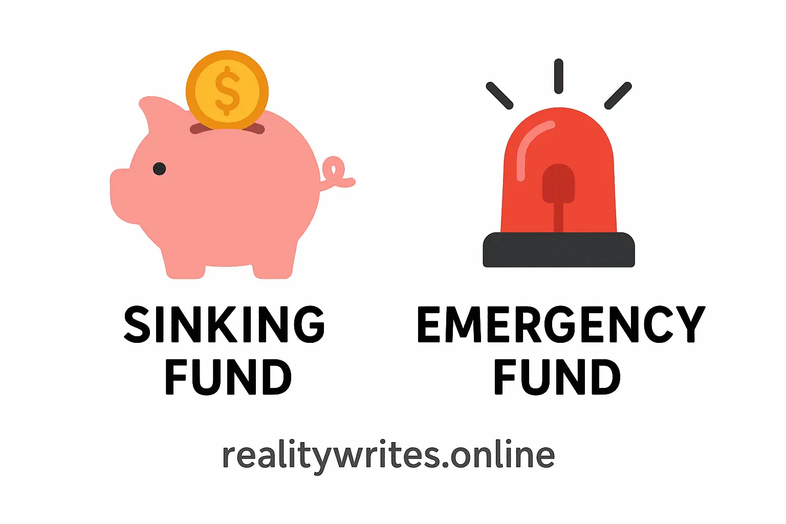 Visual comparison between emergency fund and sinking fund.